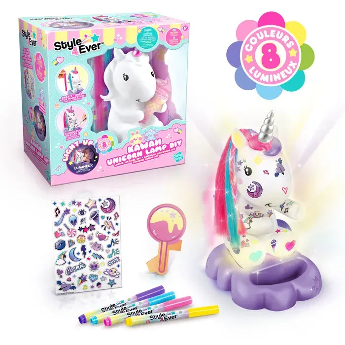 Canal Toys - Lampe Licorne à Décorer Cosmique Edition Collector - Veilleuse LED DIY avec Stickers et Accessoires