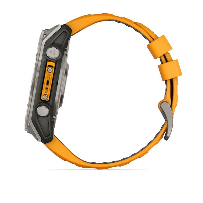 Garmin Montre Connectée fenix 8 - Cadran Sapphire - 010-02905-11 - Bracelet Gris et Orange - Taille L