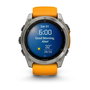 Garmin Montre Connectée fenix 8 - Cadran Sapphire - 010-02905-11 - Bracelet Gris et Orange - Taille L