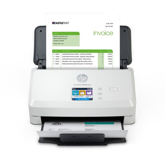 HP Scanner ScanJet Pro N4000 snw1 à alimentation automatique feuille à feuille - Numérisation recto verso jusqu'à 40 ppm / 80 ipm - Chargeur ADF 50 pages