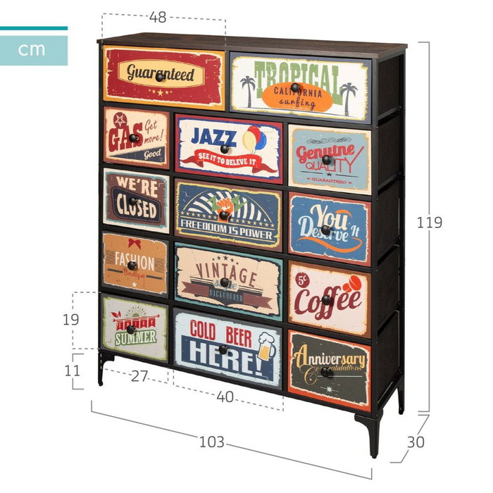 Max Home Commode Max Home Vintage 103 x 119 x 30 cm Max Home Commode Max Home Vintage 103 x 119 x 30 cm