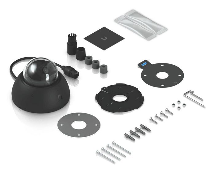 Ubiquiti UVC-AI-Dome-B Caméra dôme extérieure 4K (8MP) résistante aux intempéries avec vision nocturne IR 40m, IA reconnaissance faciale et plaques, PoE