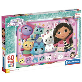 CLEMENTONI Puzzle Maxi La Maison de Poupées de Gabby - 60 Pièces, Taille Assemblé 62 x 42 cm
