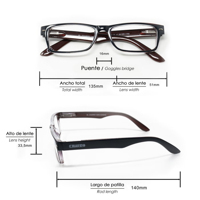 EL CHARRO Lunettes de lecture Kansas Bleu foncé / Rouge +1,0