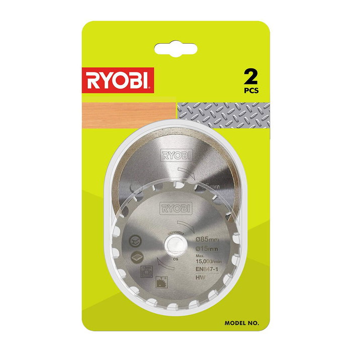 Ryobi Kit de 2 lames (bois/métal et carrelage) 85 mm pour R18MMS