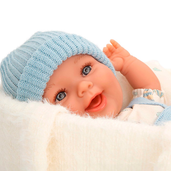 Muñecas Arias Poupée Bébé Gadi Elegance 33 cm Bleu avec Nacelle et Sac