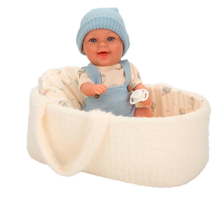 Muñecas Arias Poupée Bébé Gadi Elegance 33 cm Bleu avec Nacelle et Sac