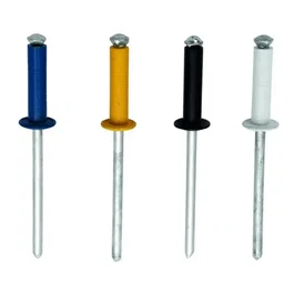 Rapid Rivets auto aluminium 4,8x16mm - Blister de 32 pièces avec foret - 4 couleurs (bleu, jaune, noir, blanc)