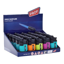 Prof Briquet électronique flamme bleue bidon en caoutchouc couleurs assorties 4 unités