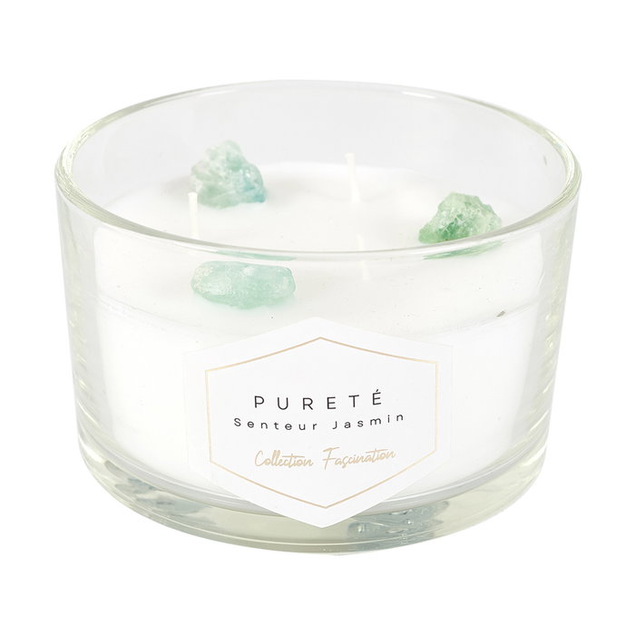 Home Deco Factory Bougie Parfumée avec Pierres et 3 Mèches Home Deco Factory Bougie Parfumée avec Pierres et 3 Mèches