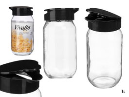 VIVALTO Lot de 24 Bocaux Doseurs en Verre 1 L Noir