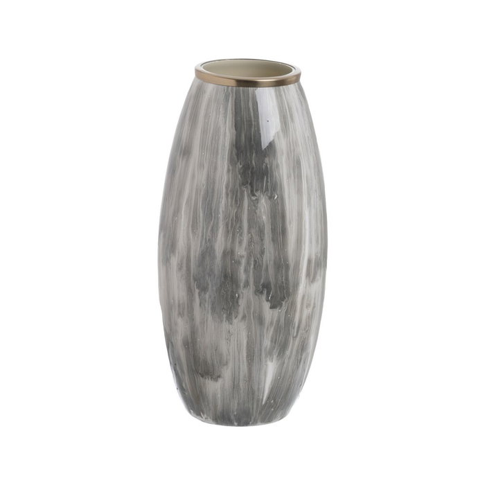 Vase Blanc Noir Aluminium Verre 21 x 21 x 44,5 cm Vase Blanc Noir Aluminium Verre 21 x 21 x 44,5 cm