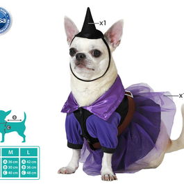 Déguisement de sorcière violet avec chapeau pour chien ou chat - Taille M - Halloween