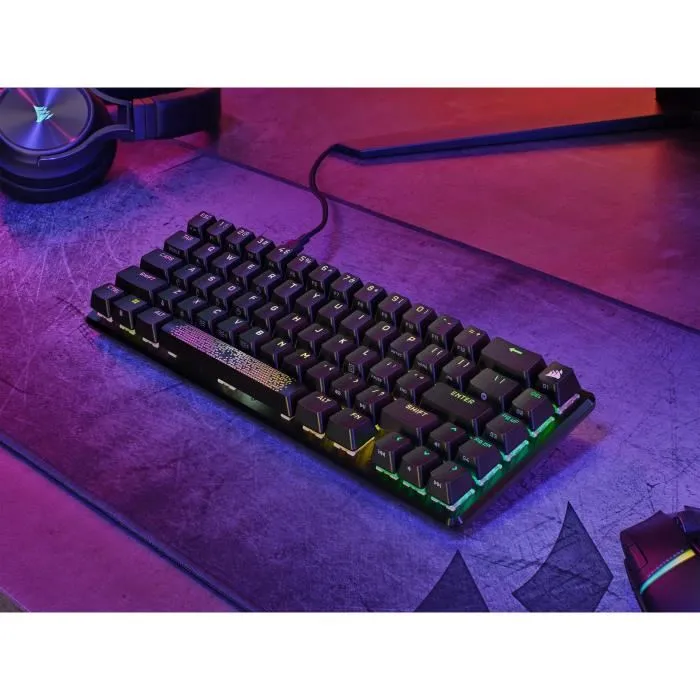 Corsair K65 PRO MINI - Clavier gaming mécanique optique compact 65% - Switchs OPX - Rétroéclairage LED RGB - Noir Corsair K65 PRO MINI - Clavier gaming mécanique optique compact 65% - Switchs OPX - Rétroéclairage LED RGB - Noir