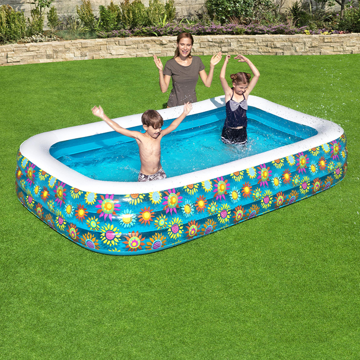Bestway 54121 Piscine Gonflable 3 Chambres Floral 305x183x56 cm +6 Ans Jardin