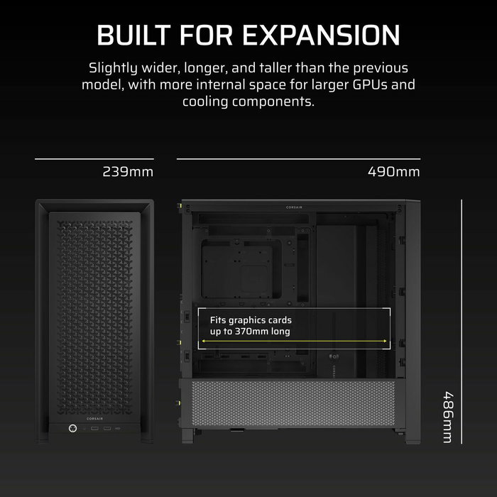 Corsair 4000D - Boîtier PC moyen tour modulaire - Noir