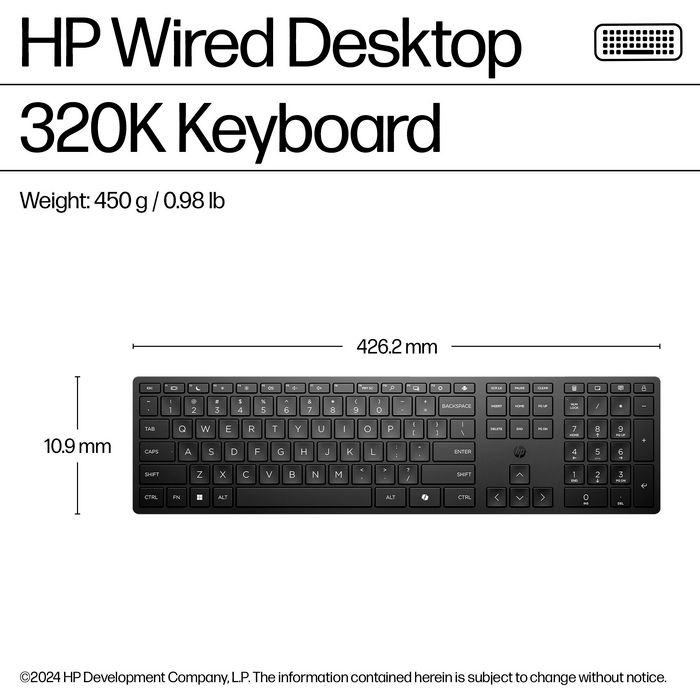 HP 320K USB Wired Keyboard - NORDIC - Noir HP 320K USB Wired Keyboard - NORDIC - Noir