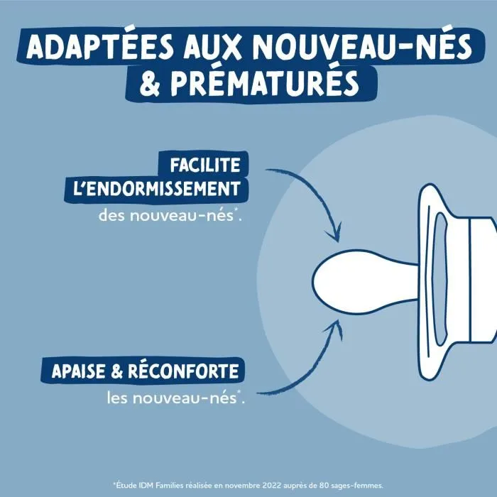 Dodie - Duo sucettes anatomiques motifs crabe pour bébés de 0 à 2 mois