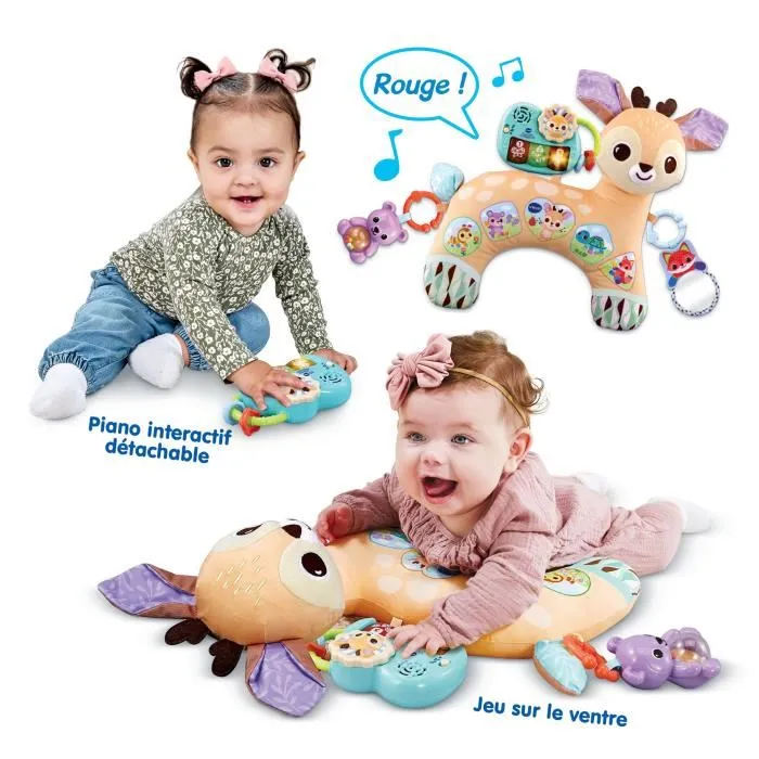 VTech Baby - Coussin d'éveil sensoriel et musical pour bébé de 3 à 24 mois - Jouet de stimulation tactile avec peluche, feutrine, velours et papier bruissant VTech Baby - Coussin d'éveil sensoriel et musical pour bébé de 3 à 24 mois - Jouet de stimulation tactile avec peluche, feutrine, velours et papier bruissant