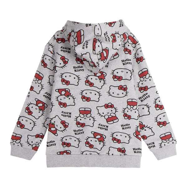 Cerdá Sudadera Hello Kitty avec Capuche en Coton Brushé à Fermeture Éclair, Taille 10 Ans - Gris
