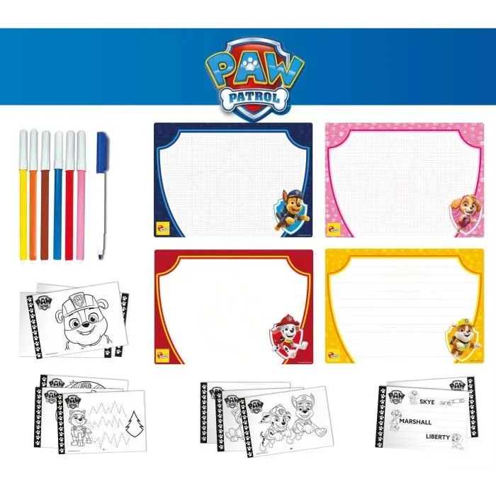 Lisciani Giochi - Kit de Dessin et Coloriage Pat'Patrouille (Paw Patrol) avec Feutres, Modèles et Accessoires - Loisir Créatif Enfant 8 Ans et Plus