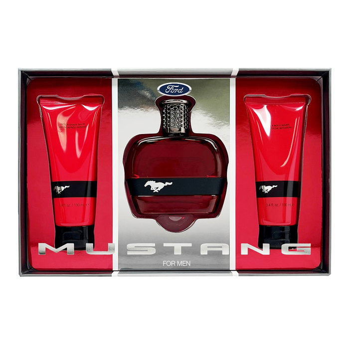 Ford Mustang Red - Coffret Parfum Homme (Eau de Toilette 100 ml + Après-Rasage 100 ml + Gel Douche 100 ml) - Set de Soins