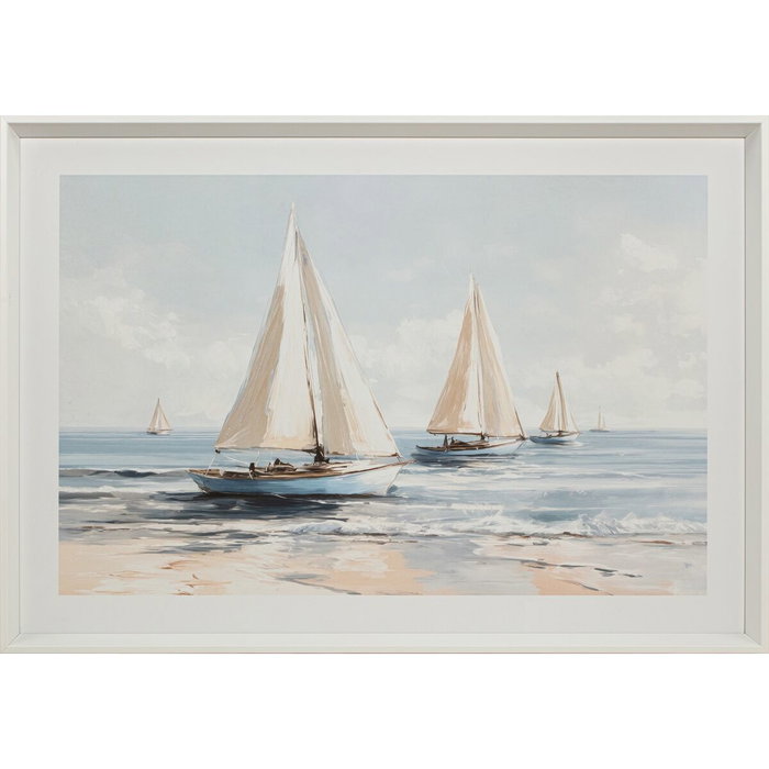Home ESPRIT Toile Bleu Voiliers méditerranéen 100 x 2,5 x 70 cm (2 Unités)
