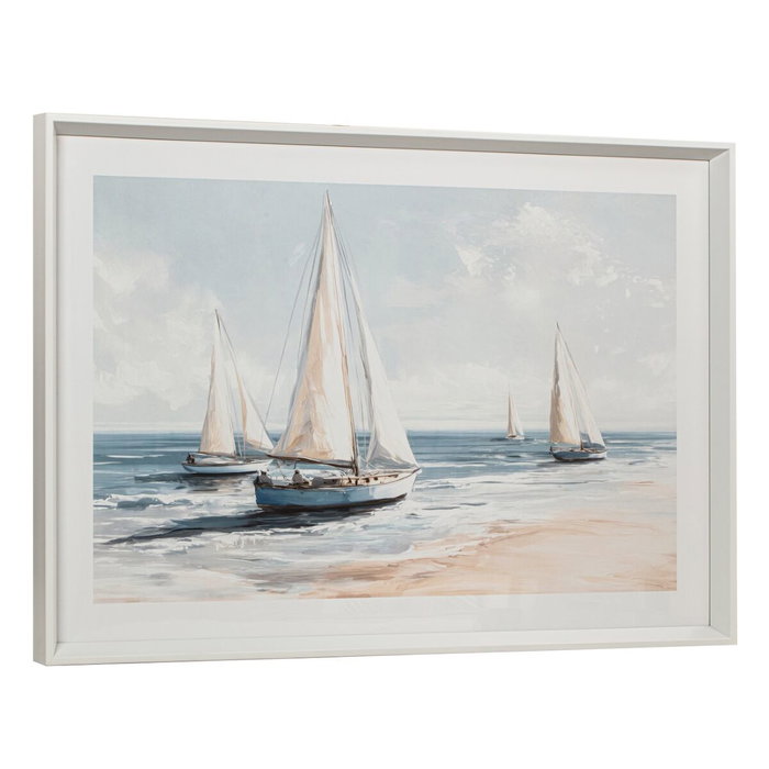 Home ESPRIT Toile Bleu Voiliers méditerranéen 100 x 2,5 x 70 cm (2 Unités)