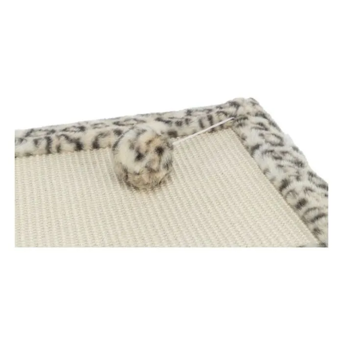 Trixie Tapis Griffoir pour Chat LEO, Motif Léopard Crème, Sisal et Peluche, Dimensions 55 x 35 cm, Dos Antidérapant en EVA, à Suspendre ou Poser