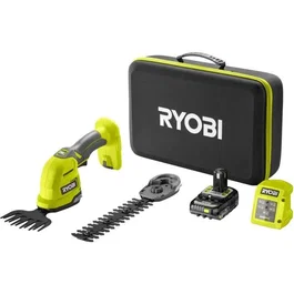 Ryobi RY18GSA-120T Cisaille à gazon sculpteur de végétaux 18V ONE+, Malette de rangement, batterie 2.0 Ah et chargeur