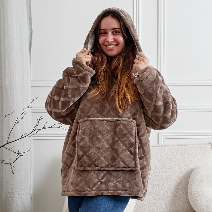Home Deco Factory Sudadera Relieve Marrón SWEAT PLAID Home Deco Factory Sudadera Relieve Marrón SWEAT PLAID