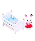Sylvanian Families Bébé Lapin Chocolat et lit