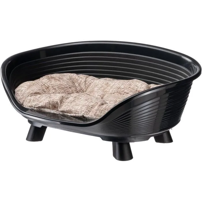Ferplast - Panier pour chat et petit chien, coussin confortable, tissu aéré, noir, 64 x 48 x 25 cm