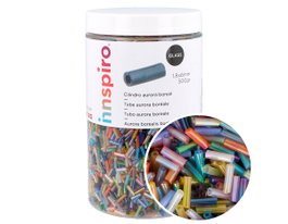 Innspiro Rocaille de verre cylindre aurora boreale mélange diam. 1,8x6mm 500gr