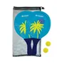 SCHILDKROT - 2 Raquettes de Beachball en Néoprene Jaune Neon/Bleu avec Bagues Vertes - 2 Balles 40mm - Effet Trampoline - Sac Filet Refermable