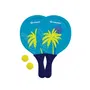 SCHILDKROT - 2 Raquettes de Beachball en Néoprene Jaune Neon/Bleu avec Bagues Vertes - 2 Balles 40mm - Effet Trampoline - Sac Filet Refermable