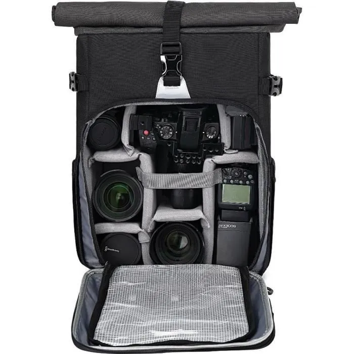 YENKEE YBB 1505 Sac à dos pour appareil photo ZOOMER - Imperméable pour ordinateur portable 15,6", 25L, Noir/Gris