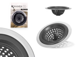 KINVARA Bouchon d'évier silicone et acier noir
