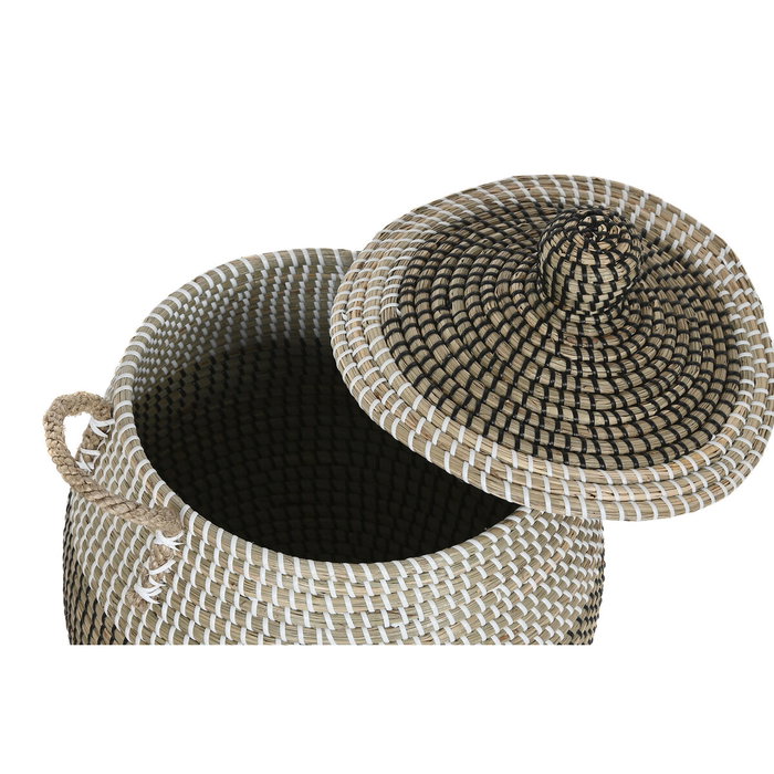 Set de basket Home ESPRIT Blanc Noir Naturel (2 Pièces)