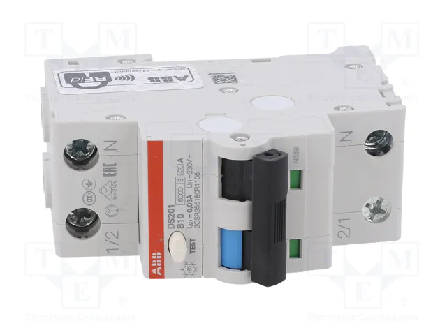 ABB DS201A-B10/0.03 Interrupteur différentiel RCBO 10A 30mA 230V AC ABB DS201A-B10/0.03 Interrupteur différentiel RCBO 10A 30mA 230V AC