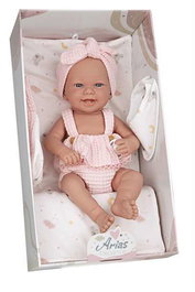 Muñecas Arias Zoe Rosa - Poupée fille 42 cm en vinyle avec table à langer et bavoir - Langue: Espagnol