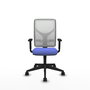 Chaise Motilla Synchro 3 positions tissu Bleu clair Maille Blanc Base pyramidale noire Accoudoir 1D Sans appui-tête Roulettes 65mm nylon