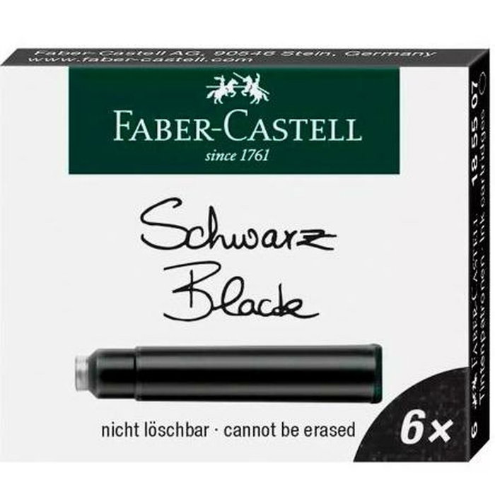Recharge d’encre de stylo plume Faber-Castell Noir 6 Pièces (10 Unités)