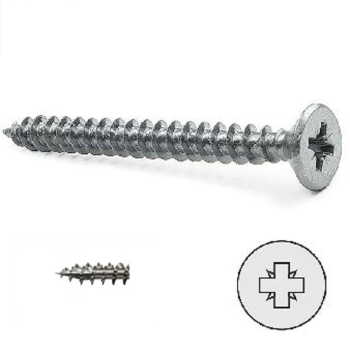 UCAFIX Vis à Bois Tête Plate Pozidriv Zingué Longueur 70mm Diamètre 4mm Filetage Partiel Lot de 500 UCAFIX Vis à Bois Tête Plate Pozidriv Zingué Longueur 70mm Diamètre 4mm Filetage Partiel Lot de 500