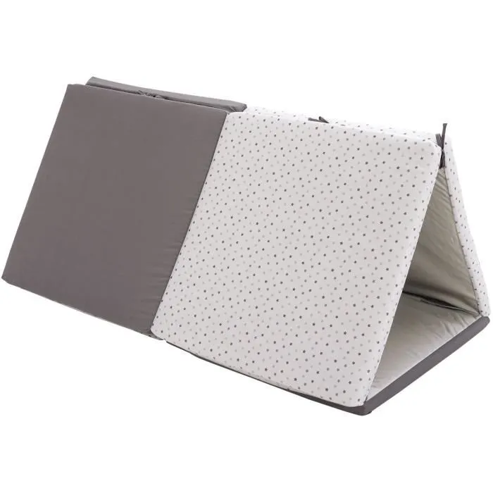 Candide Tapis d'éveil XL Évolutif 5-en-1 - Surface de jeu maxi - Transformation matelas, pouf, tunnel - Gris/Étoiles