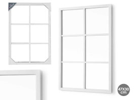 Giftdecor Miroir Rectangulaire 6 Cases Blanc Plastique Cristal MDF 71x2.7x49 cm (Set de 6)