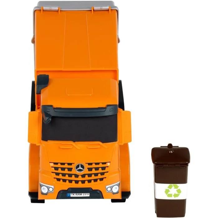 Klein - 3805 - Camion benne à ordures Mercedes-Benz Arocs 1:24 - Roues souples, benne basculante et hayon arrière ouvrable - Fonctionnel - Dès 3 ans