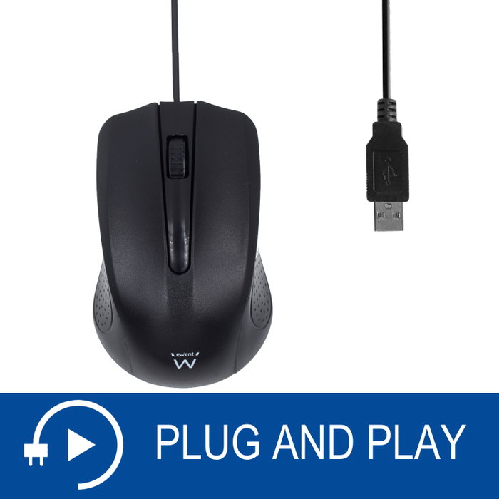 Ewent EW3300 Souris Optique USB 1000 DPI, Design Ergonomique, pour Gauchers et Droitiers Ewent EW3300 Souris Optique USB 1000 DPI, Design Ergonomique, pour Gauchers et Droitiers