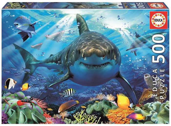 Educa - Puzzle 500 pièces - Grand requin blanc - Jeu adulte et enfant (à partir de 11 ans) - Langues : espagnol, anglais