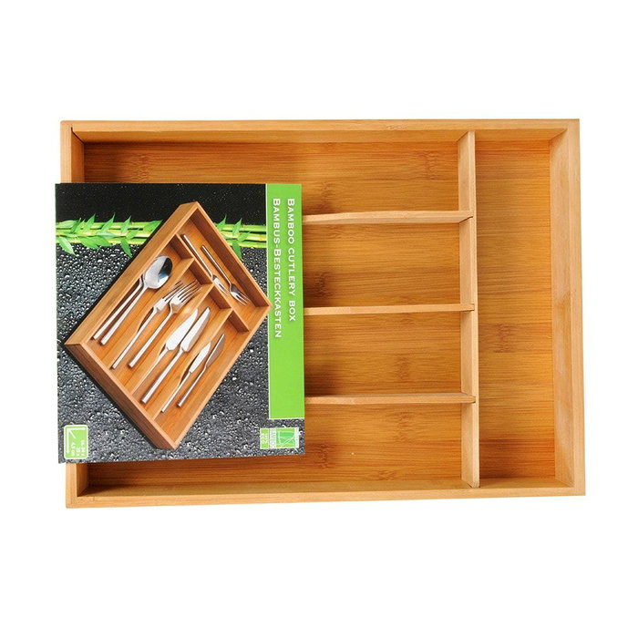 5Five Organisateur de couverts extensible en bambou avec 6 compartiments, 35 x 25-39,2 x 4,5 cm 5Five Organisateur de couverts extensible en bambou avec 6 compartiments, 35 x 25-39,2 x 4,5 cm